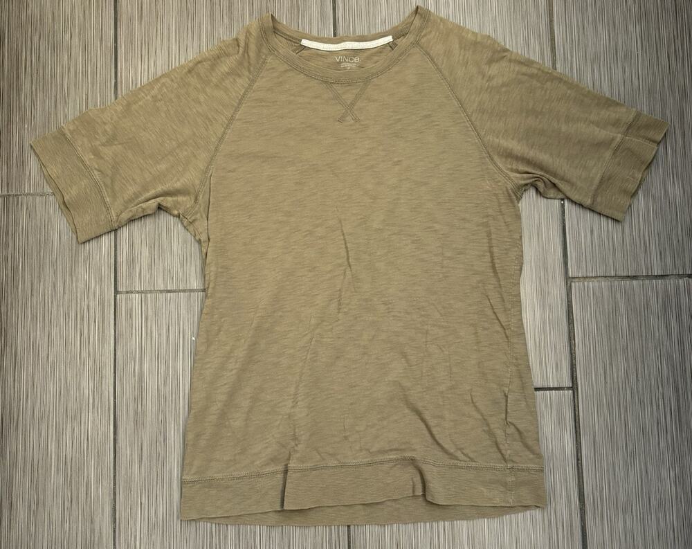 Vince Short Sleeve Raglan T-shirt Women’s Medium Olive Green Textured Slub